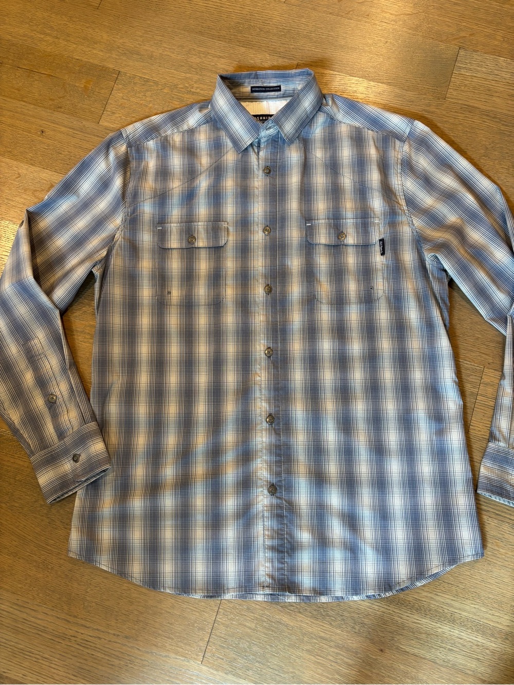 Men's Blue Plaid Button-Down Shirt by Columbia